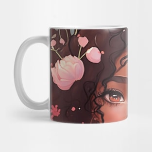 Cute floral anime black girl Mug